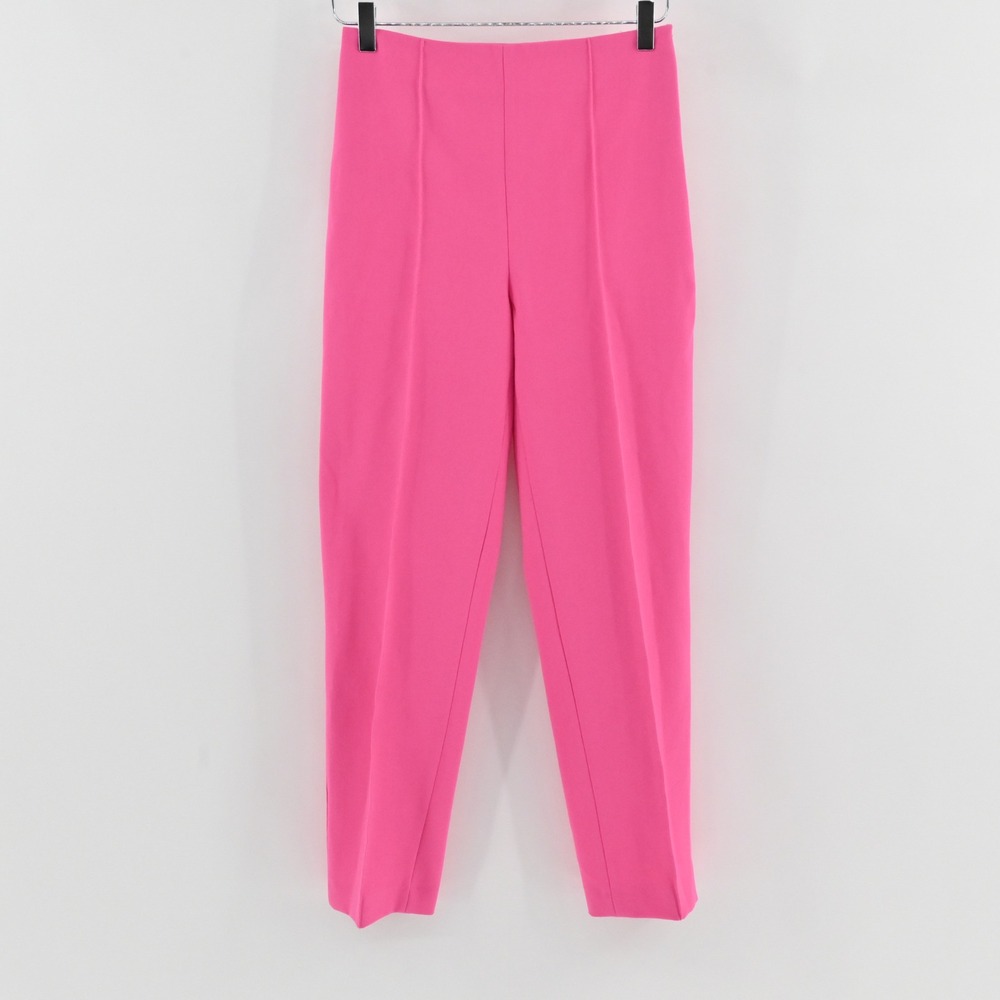 Zara High Waisted Tapered Dress Pants Womens Size XS Pink Barbiecore Work Office